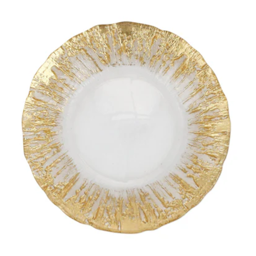 Rufolo Glass Gold Brushstroke Salad Plate