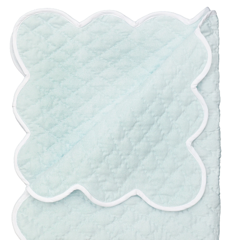 Baby Hand Quilted Satin Blanket-Blue