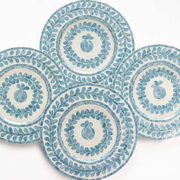 Capiz Shell Pomegranate Charger Teal | Set of 4