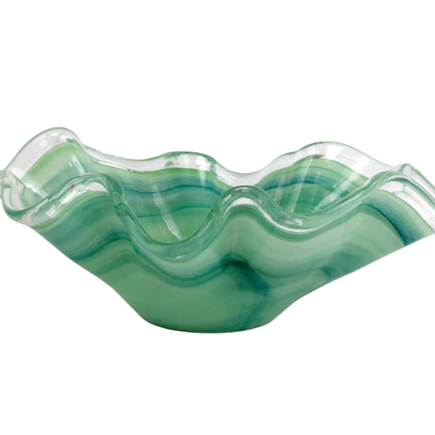 Onda Glass Green Large Bowl