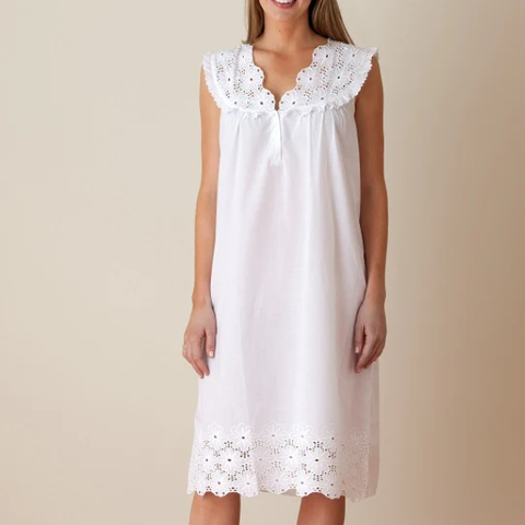 Eloise White Cotton Nightgown