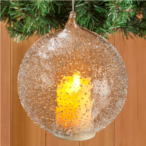 Flickering Flameless Candle Glass Ball Ornament