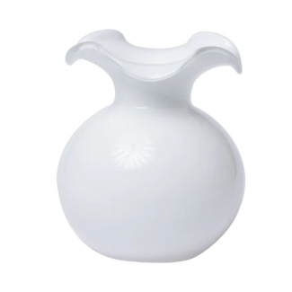 Hibiscus Small White Fluted Vase