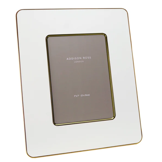 White & Gold Enamel Studio Photo Frame