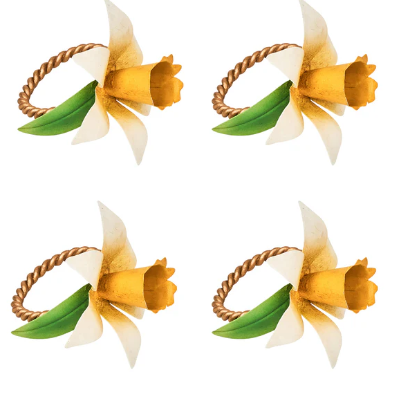Meadow Walk Daffodil Napkin Ring, Set/4 - Yellow