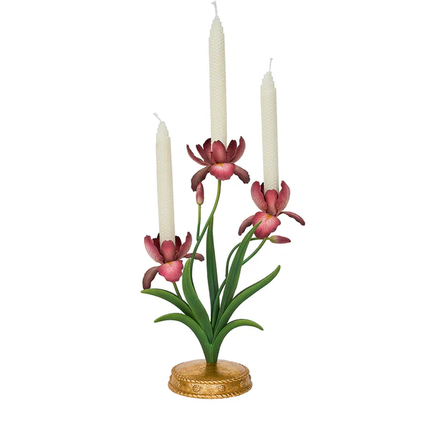 Meadow Walk Iris 14" Centerpiece Candelabra - Pink