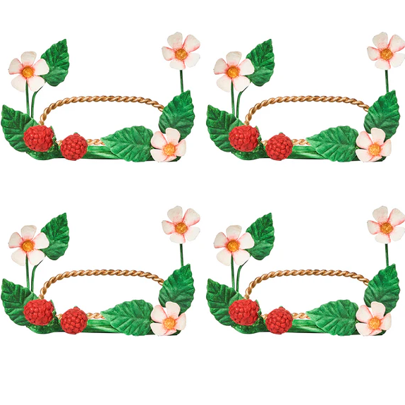 Meadow Walk Raspberries Place Card Holder Set/4 - Multi