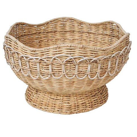 Provence Rattan 15" Bowl - Whitewash