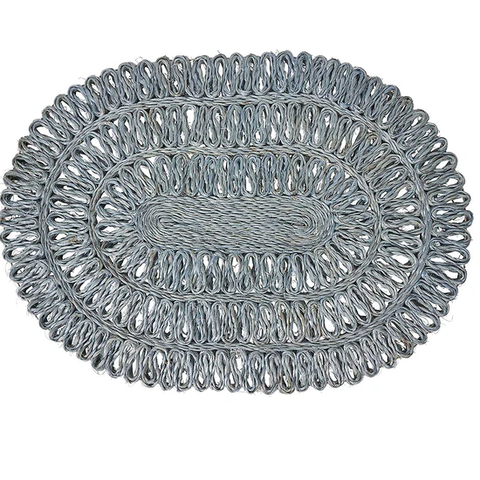 Straw Loop Oval Placemat - Chambray, Set of 4