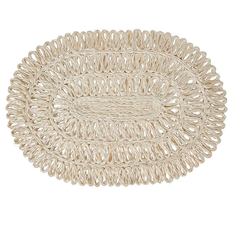 Straw Loop Oval Placemat - Whitewash, Set of Four