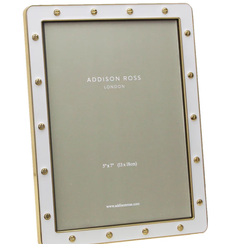 White Enamel & Gold Locket Frame-5x7