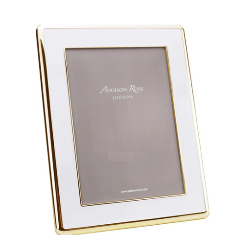 Wide, Curved Enamel Frame: White & Gold-4x6