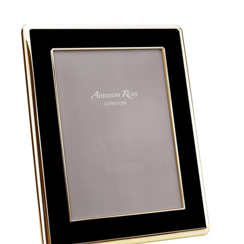 Wide, Curved Enamel Frame: Black & Gold-5x7