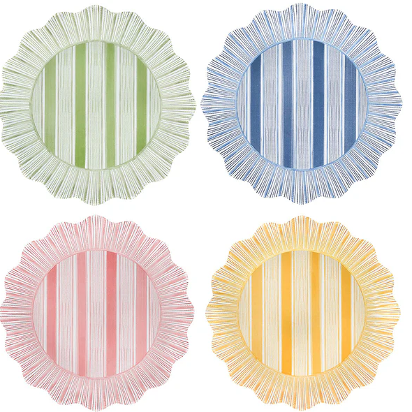 Cabana Stripe Melamine Dinner Plate Assorted Set/4 - Multi