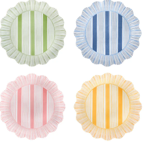 Cabana Stripe Melamine Dessert/Salad Plate Assorted Set/4 - Multi
