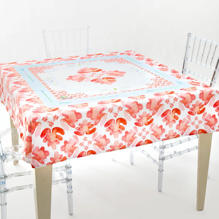 Pop of Poppy Instructional Mahjong Tablecloth