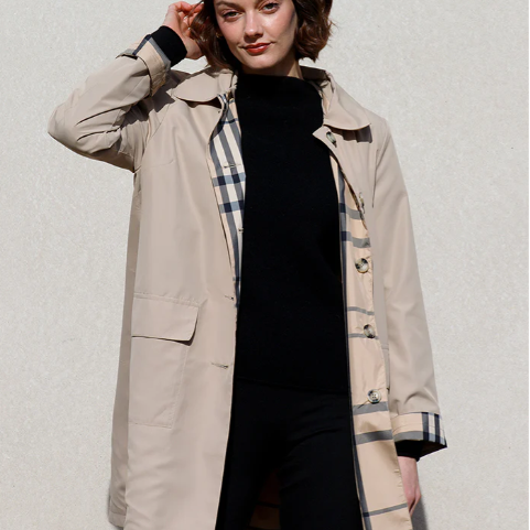 Camel & Plaid RAINTRENCH (with detachable hood) | Rain Trench Coat