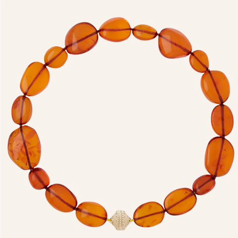 Helen Orange Baltic Amber Tumbled Necklace