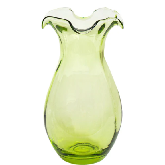 Hibiscus Glass Vertical Fluted Small Vase-Green