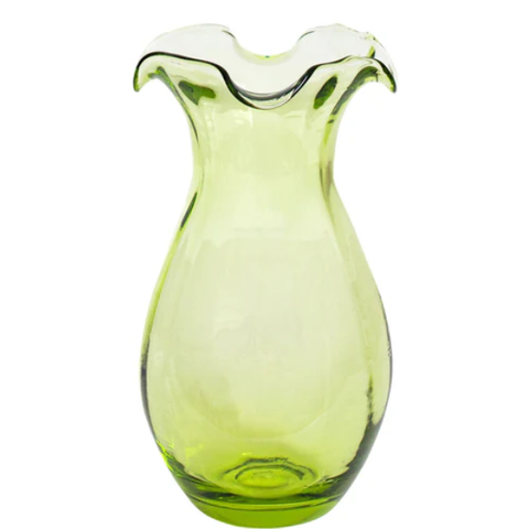 Hibiscus Glass Vertical Fluted Small Vase-Green