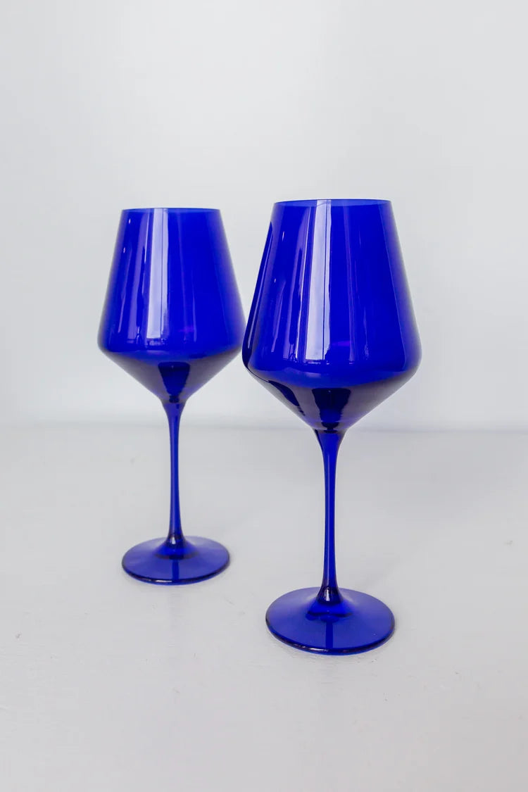 Royal Blue Stemmed Wine-Set of Two