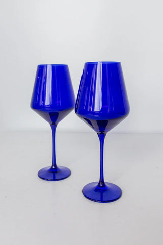 Royal Blue Stemmed Wine-Set of Two