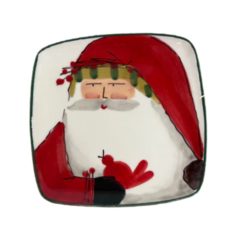 Old St. Nick Square Plate with Red Bird