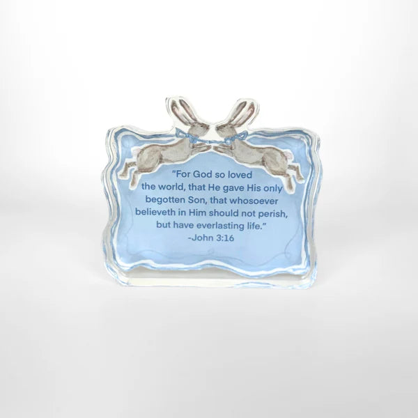 Blue John 3:16 Acrylic Scripture Block