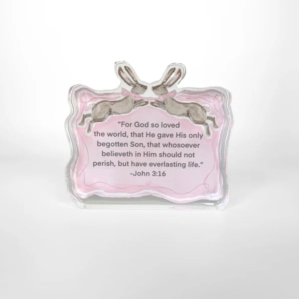 Pink John 3:16 Acrylic Scripture Block