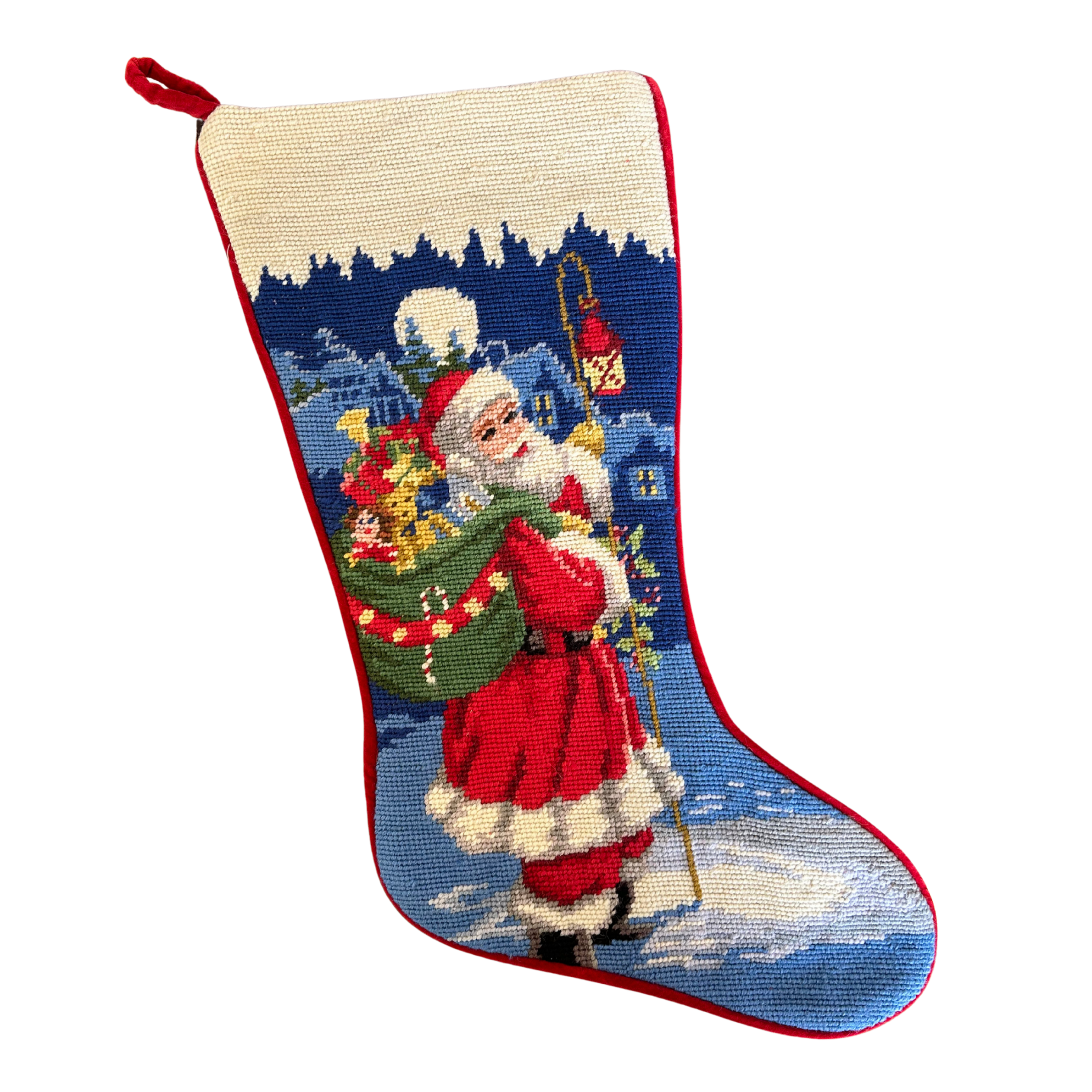 Santa Dad Hand Stitched Needlepoint Stocking