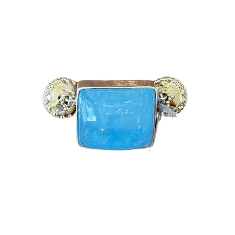 Sterling Silver Aquamarine Cabochon Centerpiece