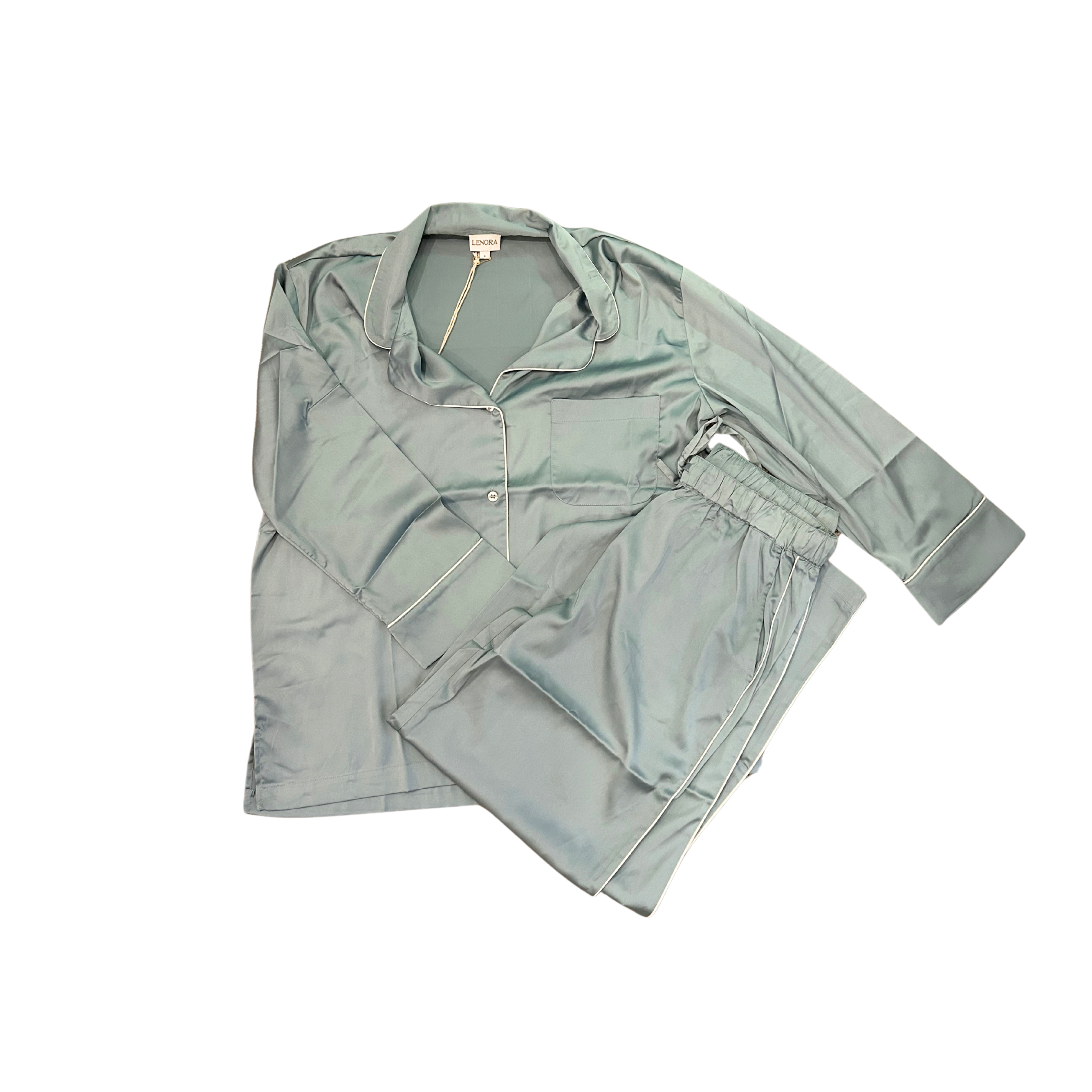 Chloe Satin Pajamas-Blue