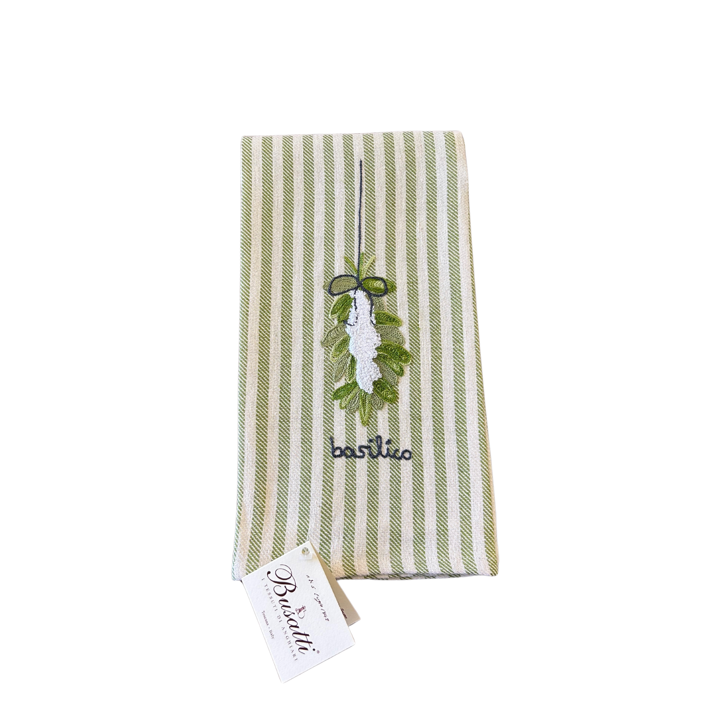 Embroidered Kitchen Towel-Basil