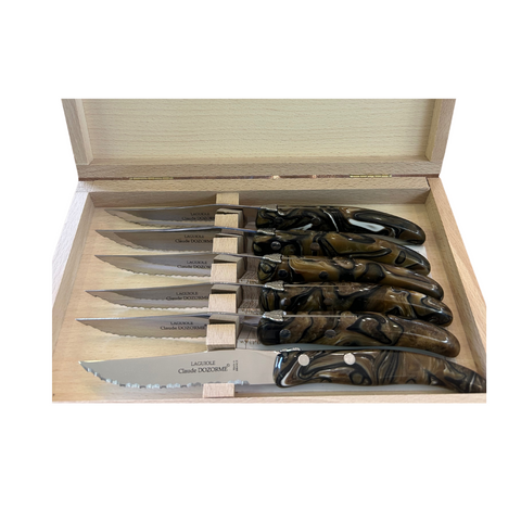 Box six Steak Knives Smoky Quart