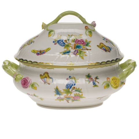 Queen Victoria Green Tureen with Branch Handles