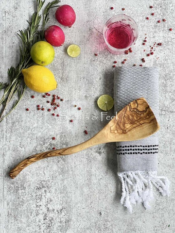 Olive Wood Spatula with Curved Handle
