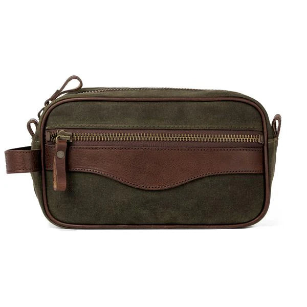 Campaign Waxed Canvas Toiletry Shave Kit-Smoke/Forest