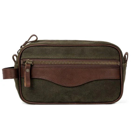 Campaign Waxed Canvas Toiletry Shave Kit-Smoke/Forest