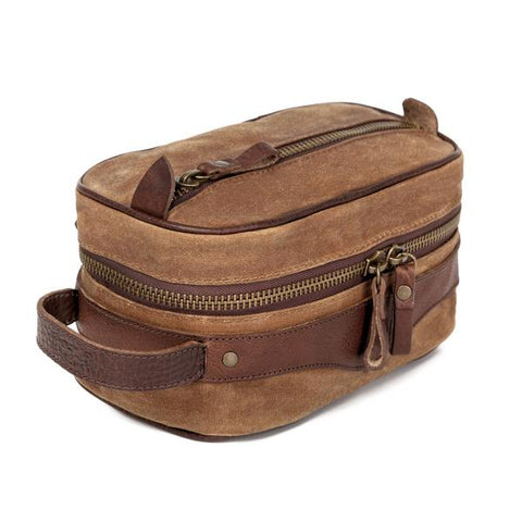 Campaign Waxed Canvas Toiletry Square Shave Kit-Smoke/Brown
