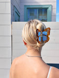 Hand-painted Boho Monarch Claw Hair Clip | Eco-Friendly: Baby Blue