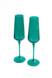 Emerald Green Flute Set of 2