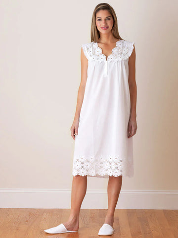 Eloise White Cotton Nightgown