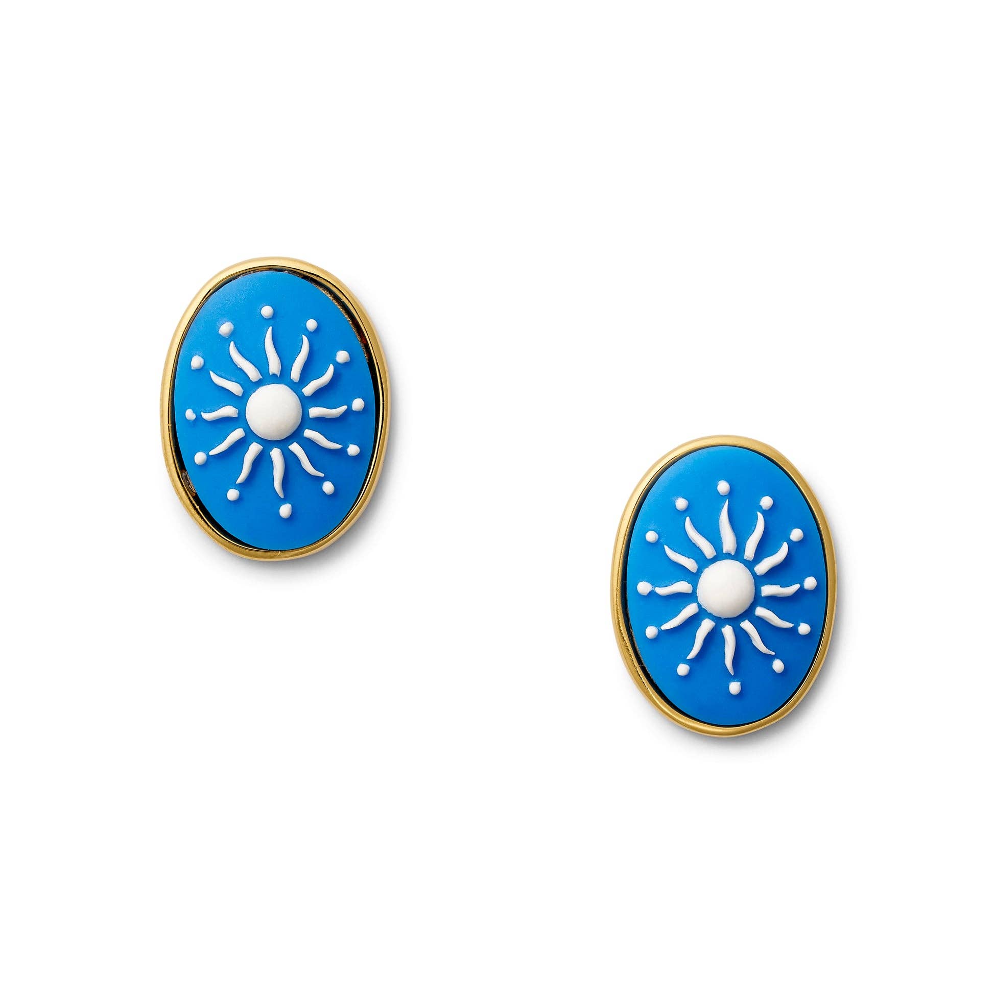 Blue Sunburst Cameo Earring