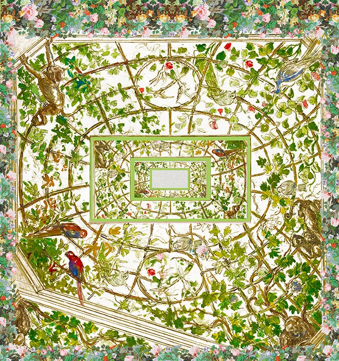 Frolicking Vine Ceiling Painting 12"x12" Square Acrylic Tray