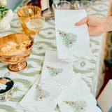 Scallop Dinner Napkin, Set of Four-Holiday Tree