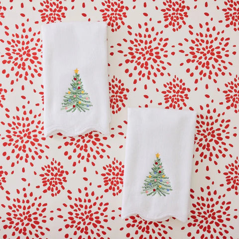 Scallop Powder Bath Towels (pair)-Holiday Tree