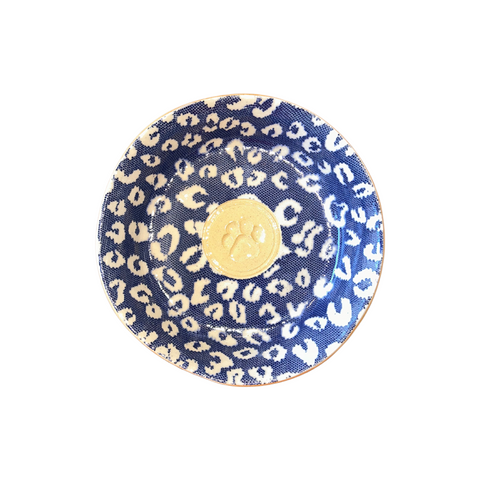 Large Dog Bowl - Leopard Cobalt