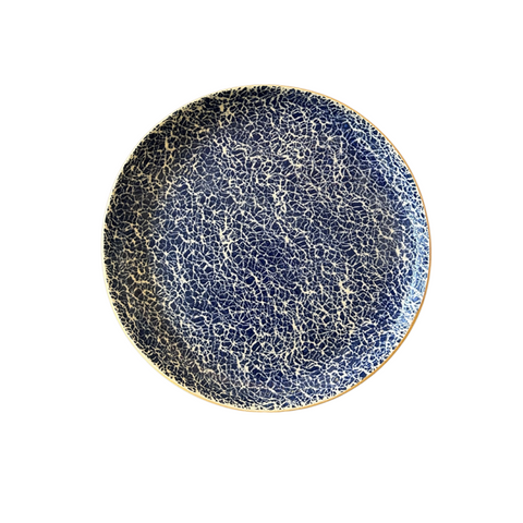 Small Crackled Cobalt Pedestal Cake Stand