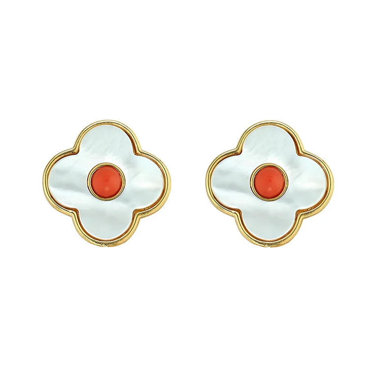Angelina Stud Coral- Clip Earrings