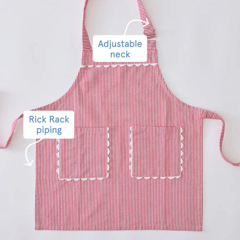 Kids’ Apron-Red Stripe with Trim